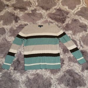 Blue and Grey Striped Sweater